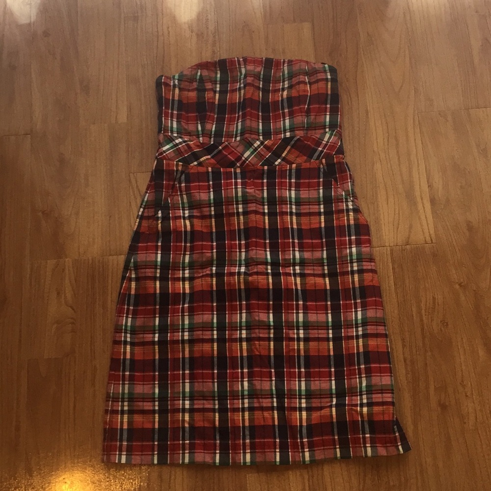 Vineyard Vines strapless plaid fall dress